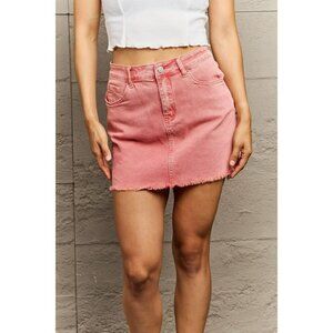 It's About Time Colored Denim Mini Skirt in Ash Pink